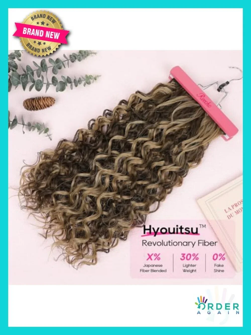 Clip In Curly Hair Extensions 24 Inch Vegan Fiber 4PCS Heat Resistant